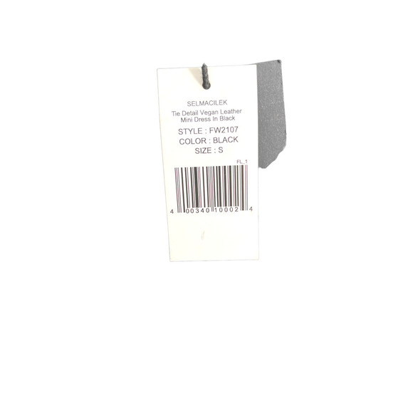 NWT Selmacilek Womens Leather Trench Collar Mini Dress Flap Pockets Size S Black - Picture 14 of 14